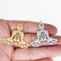 Nedar 5Pcs 35x33mm Hippie Yoga Lotus Pendant Handmade Charms Necklace OM Buddha Flower Accessories Namaste Muslim Amulet Jewelry DIY accessories and o