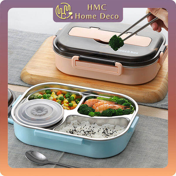 HMC 1500ml 304 Stainless Steel Bento Lunch Box Large Capacity Food ...