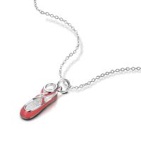 Ziqiudie 925 Sterling Silver Red Shoe Necklace Fashion Short Necklace Collarbone Chain Girls Birthday Gratitude Gift