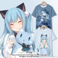 Vic Hololive Nekowa Shizuku เสื้อยืดลําลอง แขนสั้น คอกลม พิมพ์ลายกราฟฟิคอนิเมะ 3D พลัสไซซ์