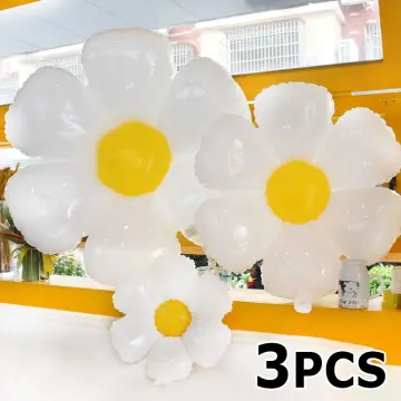 Great Choice Products Daisy Balloons 9 Pieces 3 Sizes White Daisy Flower  Balloons For Daisy Theme