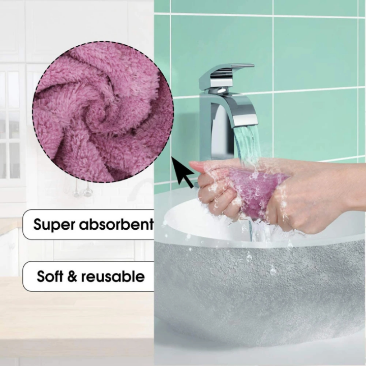 5pcs-ไมโครไฟเบอร์ผ้าเช็ดจานผ้าซับน้ำสุดๆผ้าขนหนูไม่ติดอุปกรณ์ทำความสะอาดบ้านผ้าเช็ดจานน้ำมัน