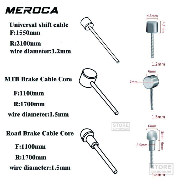 meroca-จักรยานสายเบรคแกน-เกียร์ชุดหลอดลวดจักรยานภูเขากะชุดสายเคเบิลอุปกรณ์รถจักรยานหลอดลวด