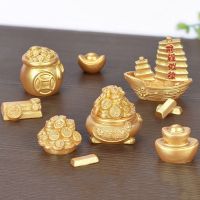 DFSF น้ำเต้าเรือ Golden yuanbao หลากหลายสไตล์ ตกแต่งเดสก์ท็อป ของตกแต่งบ้าน เครื่องประดับทำเอง ภูมิทัศน์ขนาดเล็กมาก เรซิน งานฝีมือการตกแต่ง เครื่องประดับมงคลสำหรับตกแต่ง ฟิกเกอร์ เครื่องประดับเล็กๆ เครื่องประดับเล็กโชคลาภ