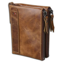 ZZOOI Genuine Cowhide Leather Men Wallet Short Coin Purse Small Card Holder Vintage Wallets Money Bag Cartera Mujer