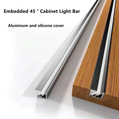 Ultra-thin LED Aluminum Profile Recessed 45º Cabinet Light Bar Silicone Cover Shelf Cabinet Linear Bar Lights Without LED Strip Food Storage  Dispense