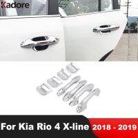 สำหรับ Kia Rio 4 X-Line 2018 2019 ABS ประตูด้านข้างโครเมี่ยมฝาครอบที่จับตัดแต่งที่จับประตูรถชามฝาปิดถ้วยกาแฟอุปกรณ์ตกแต่งขึ้นรูป