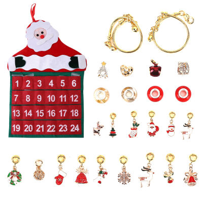 Christmas Countdown Calendar Christmas Themed DIY Charm Bracelet Making Kit Xmas Christmas Advent Calendars Decorations for Home