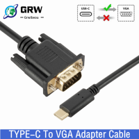 Grwibeou 1.8เมตร USB C TYPE-C เป็น VGA อะแดปเตอร์เคเบิ้ล1080จุด USB 3.1ชายกับ VGA ชายแปลงสำหรับแล็ปท็อป UHD ภายนอกวิดีโอโปรเจคเตอร์