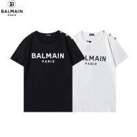 2021 Original Balmains สำหรับทั้งหญิงและชายเสื้อคุณภาพสูงฤดูร้อนสไตล์ใหม่สีทึบ100% Cotton Unisex แขนสั้น (สีดำและสีขาว)