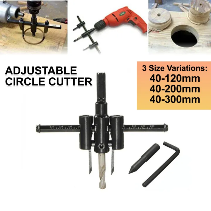 Black Adjustable Circle Cutter Wood Cutting 40MM-120MM/200MM/300MM ...