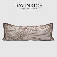 DAVINRICH Modern Luxury Topography เรขาคณิตตกแต่งหมอนหนุนปลอกหมอนอิงยาว25X70ซม. พร้อมหนวดที่วาดด้วยมือ