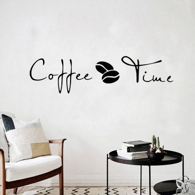 [24 Home Accessories] Coffee Time สติ๊กเกอร์ติดผนัง Modern Cafe Art Decal Kitchen Coffee Shop Office Background Removable Wall Mural Home Decor