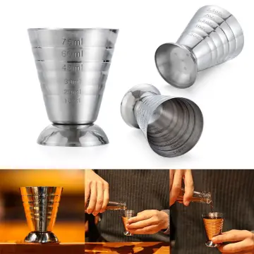 75ml Metal Measure Cup Drink Shot Ounce Jigger Bar Mixed Cocktail Beaker NEW