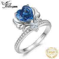 เครื่องประดับมาใหม่ปีกนางฟ้ารัก2.2ct สีไพลินลูกบาศก์เซอร์โคเนียเงินแท้925แหวนเงินสำหรับผู้หญิง