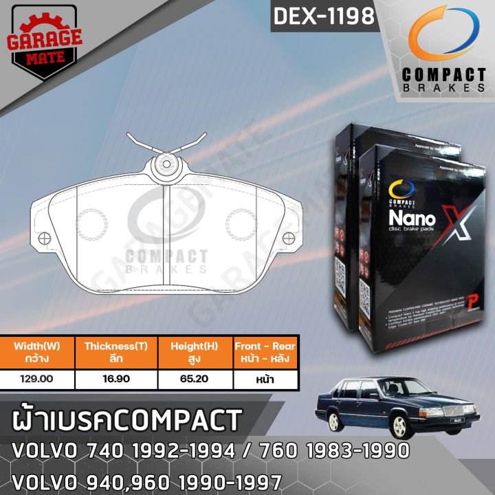 compact-ผ้าเบรคหลัง-volvo-740-92-94-760-83-90-940-960-90-97-รหัส-1198