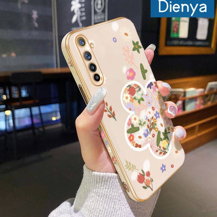 เคส-dienya-สำหรับ-realme-6-pro-realme-6s-narzo-เคสการ์ตูนน่ารักลายดอกไม้สีสันสดใสนิ่มเคลือบหรูหราขอบสี่เหลี่ยมเคสมือถือกันกระแทกเคสฝาหลังแบบเต็มเคสกันกระแทกกล้อง