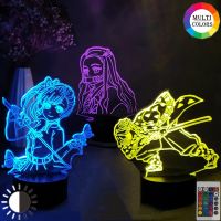 Anime Demon Slayer Figure Led 3D Night Light Agatsuma Zenitsu Kamado Tanjirou Nezuko Figurine Manga Lamp Kids Gift Bedroom Decor