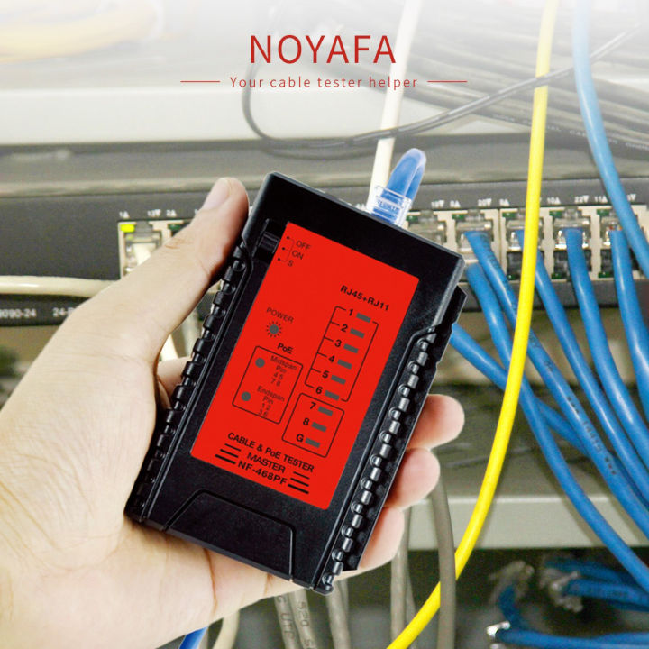noyafa-nf-468pf-เครื่องทดสอบสายเคเบิลเครือข่าย-poe-tester-rj11-rj45สายเคเบิลทดสอบความต่อเนื่อง-professional-wire-finder-เครื่องมือเครือข่าย