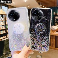 Realme เคสโทรศัพท์11X 11 5G แสงระยิบระยับนุ่มดวงจันทร์เลื่อมขาตั้งพับได้ซิลิโคนใสกันตกสำหรับ Realme 11 5G 11x เคสใส่โทรศัพท์