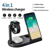 4 In 1 Wireless Charger Stand For Airpods Pro For Iphone 14 13 12 Pro Max Fast Charging Dock Station With Lamp For Apple Watch 7