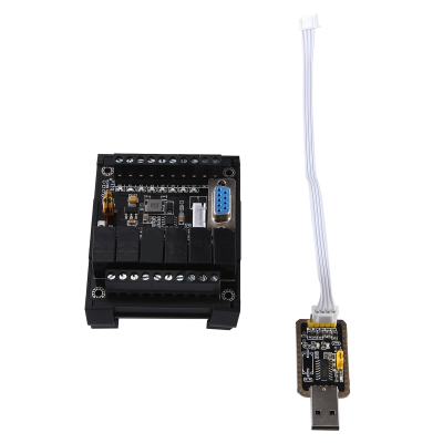 Replacement Accessories PLC Industrial Control Board Fx1N-14Mr Module 14Mr Motherboard + Housing + USB Download Cable