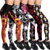 Qickitout 12 sPandex Sexy High Waist Elasticity Women Skull Printed Leggings Push Up Strength Pants