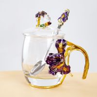 High Temperature Resistant Crystal Glass Cup Light Luxury Enamel Colored Mug Yuan Tail Tea Cup Household Flower Tea Cup Cups Bar