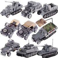 WW2 US German soldiers Figure vehicle Military Building Blocks Tank Armored Car Truck Gun Accessories Army Bricks Toy Kids M087 Building Sets