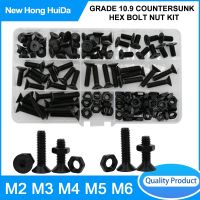 Grade 10.9 Alloy Steel Black Countersunk Flat Head Hex Bolt Nut Kit M2 M3 M4 M5 M6 Electric Hexagon Allen Bolts Machine Screws