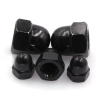 Hex Acorn Cap Nuts M3 M4 M5 M6 M8 M12เหล็กคาร์บอน Ni-Plated สีดำสังกะสีชุบหกเหลี่ยมหมวกถั่วโดมฝาครอบถั่ว Acorn ถั่ว