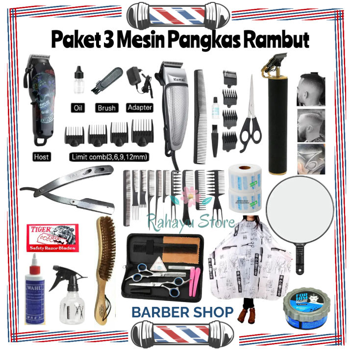 Paket Barbershop Lengkap Original Alat Cukur Rambut Paket Peralatan