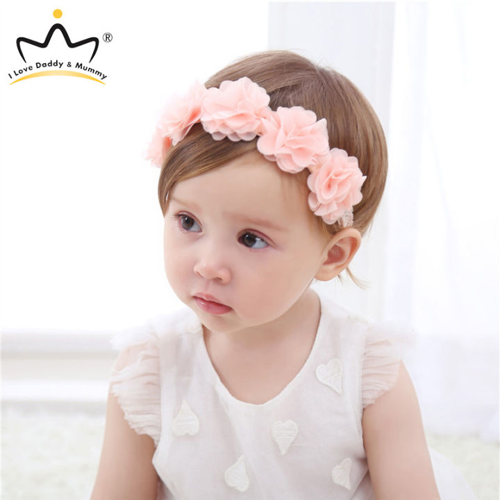 Pink Flower Gracious Tiara/Crown Head Wrap for Wedding Party Beach for  Women Girls Hair Band (pink)