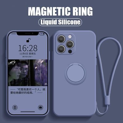 「16- digits」ที่วางแหวนแม่เหล็กเคสซิลิโคนสำหรับ iPhone 14 Pro Max 13 12 11 X XR XS สูงสุด8 7 6 6S Plus SE 2020สายคล้องคอฝาครอบ Funda Etui