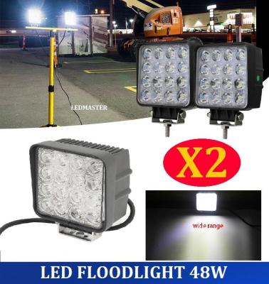 X2 เเพ็คคู่ สุดคุ้ม !! LED FLOODLIGHT ไฟสปอร์ตไลท์ แบบเหลี่ยม ขนาด 4 นิ้ว กำลังไฟ 48 Watt 12V-24V เเสงขาว จำนวน 2 ชิ้น