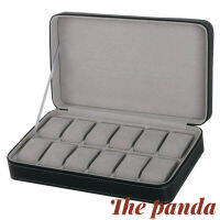 The Panda กล่องนาฬิก 12กล่องใสนาฬิกา 12 เรือน แบบพกพาหนังนาฬิกากล่องแสดงออแกไนเซอร์จัดเก็บเครื่องประดับที่มีซิปกรณีการจัดเก็บ กล่องเก็บนาฬิกาข้อมือ