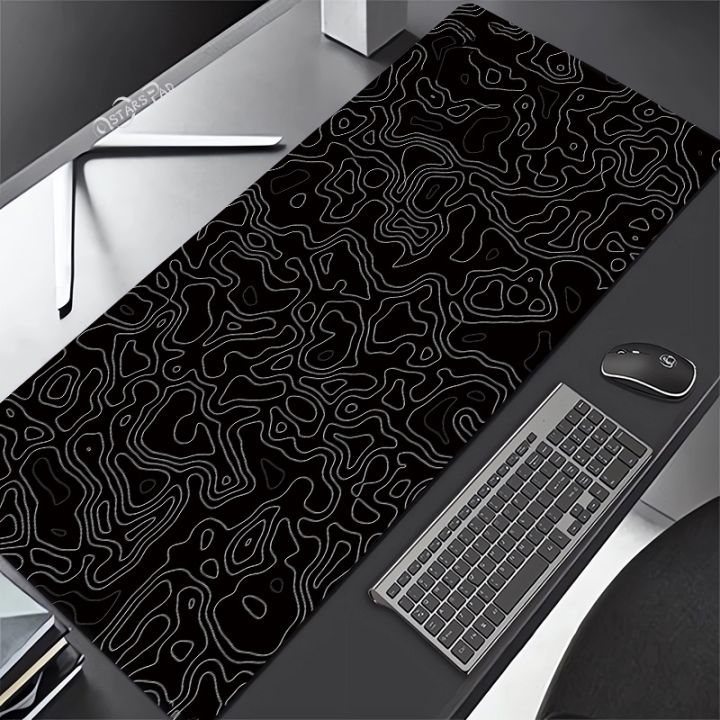 แผ่นรองโต๊ะคีย์บอร์ดสีดำและสีขาวแผ่นรองเม้าส์สวยงามแผ่นรองเม้าส์ศิลปะขนาดใหญ่พรมเครื่องเกมขนาดใหญ่-xxl-สำนักงาน-บริษัท-900x400-มม-mausepad