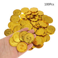 Wtf 100Pcs/bag Gold Fake Coins Shining Pirates Plastic Coin Party Game Currency Toys