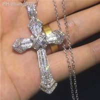 Fashion High Quality Shiny Zircon Cross Pendant Mens and Womens Trend Party Necklace Jewelry