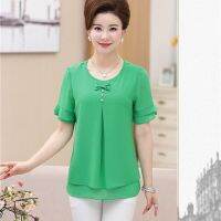 Blouse Plus Size Chiffon Womens Summer Loose Short-sleeved T-shirt Casual Blouse Tops