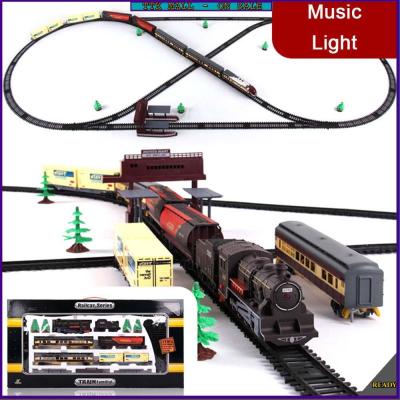 Electric Large Classic Train Set Rail Track Carriages Kids Vehicle Toy Gift Train Set Metal Alloy Electric Trains w/ Steam Locomotive,Oil Tank Train,Cargo Cars Tracks,Train Toys Lights,Toys Kids Friends