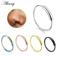 Alisouy 1pc 22g 6/8/10mm Steel Hinged Clicker circle ring Piercing Nose Ring Hoop Lip Ear Ring Body Jewelry Piercing Clip Gift Body jewellery