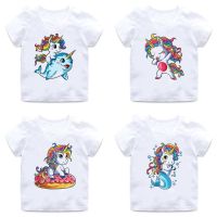Unicorn Mermaid Print Kids T Shirt for Boys/girls 2 To 12 Years Ballet Dancer Unicorn Donut Casual Cotton T-shirt Top,BAL030