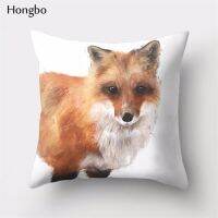 Hongbo 1 Pcs Pillowcase Fox Bear Bird Horse Wild Animal Print Decorative Throw Pillow Case Home Office