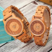 ZZOOI 2023 New Retro Red Cherry Wood Watch for Men Women Lovers Fashion Quartz All Wooden Wrist Watches Gifts montre en bois homme