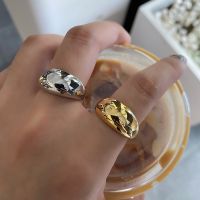 [COD] Korean version of the new light body silver ring female creative geometric opening adjustable gold index finger