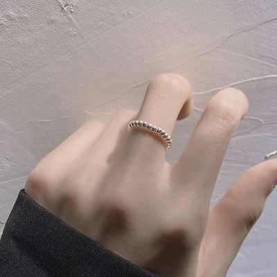 ☄ 925 sterling silver bungee cord round pearl ring the niche ins tide female contracted design and decoration ring cold wind senior feeling