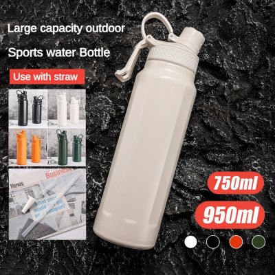 750-950ML Stainless Steel Sports Water Bottle With Straw Double Drink Ways Portable Leakage-proof Thermos Bottle Vacuum Flasks