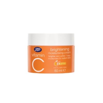 Boots Vitamin C Brightening Moisturizing Cream 50ml. ครีมบำรุงผิวหน้า วิตามินซี เข้มข้น2เท่า หน้าขาวกระจ่างใส