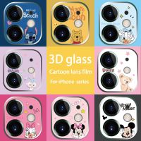 Disney Minnie Mickey Cartoon Case 3D Full Cover Camera Lens Protector on For iPhone 12 11 Pro Max 11 Tempered Glass